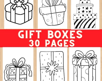 Dibujos para colorear, cajas de regalo para colorear, libro para colorear regalos