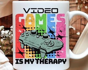 Video Games Is My Therapy Coffee Mug, Video Game Coffee Mug, Gamer Mug, Funny Gaming Couple Gifts, Retro Gaming Gift For Gamer Gift For Her