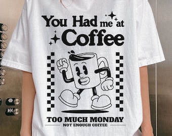Comfort kleuren retro koffieshirt, vintage koffie grafisch T-shirt, trendy koffiedrinkershirt, grappig koffieshirt koffieliefhebber cadeau voor haar