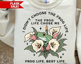 Koszulka Vintage Frog, Koszulka Retro Frog Life, Humorystyczny T-shirt z żabą, Urocze koszulki z żabą, Damska koszulka graficzna, Zabawny prezent dla miłośników żaby Y2K