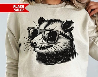 Letnia koszulka Opossum, okulary przeciwsłoneczne Opossum Graphic Tee, koszulka Retro Opossum, zabawny prezent dla niej, prezent dla miłośnika oposów dla miłośnika zwierząt