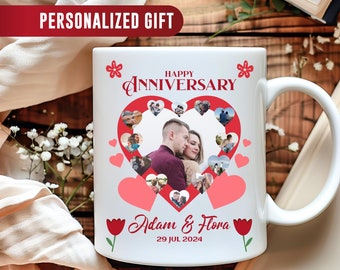 Custom Anniversary Coffee Mug, Personalized Gift Picture Mug, Anniversary Present, Custom Valentines Gift For Mom, Anniversary Gift For Her