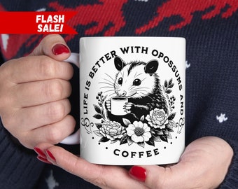 Opossum Coffee Mug, Coffee Lovers Mug, Opossum Lover, Cute Coffee Mugs, Vintage Coffee Mug, Retro Opossum Mug, Funny Possum Gift For Her