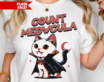 Camisa retro de gato vampiro, camisa de gato divertida, camisa de gato de terror, camisa de academia oscura, camiseta de gato de Halloween, camisa de gato negro, regalos de amante de los gatos para mamá