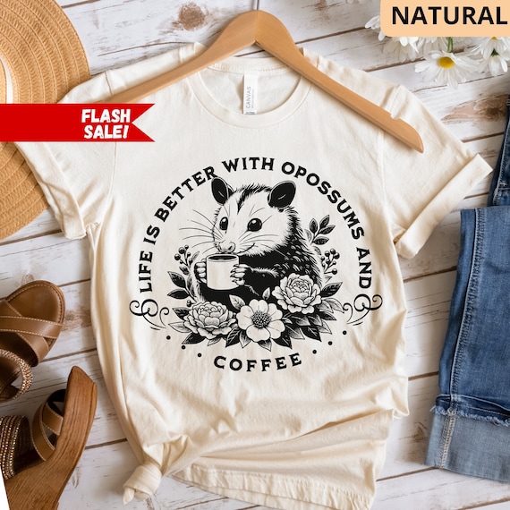 Opossum Coffee Shirt, Coffee Lovers Shirt, Opossum Lover, Cute Sweatshirt, Vintage Shirt, Retro Opossum Shirt, Funny Possum Gift For Her