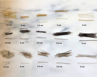50pcs, various lengths stainless-steel, flat head, pins, copper, silver, gold plated, connector, DIY, jewelry making supplies, wholesale