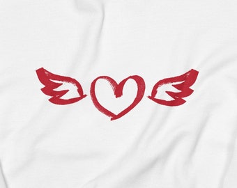 Love Heat Sweatshirt, Womens Winged Heart Sweatshirt