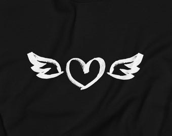 Love Sweatshirt, Winged Heart Cute Sweatshirt