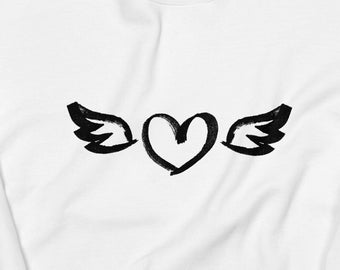 Winged Heart Graphic Sweatshirt, Love Sweatshirt