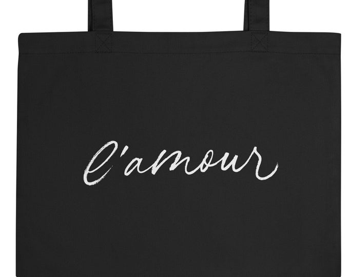 Unique Love Tote Bag, Organic Cotton Tote, L'Amour Tote