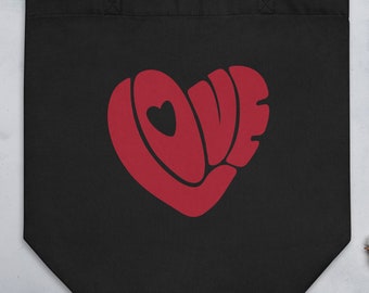 Organic Cotton Tote Bag, Love Tote Bag, Graphic Tote Bag Gift