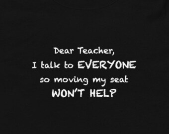 Dear Teacher TShirt, Back to School Gift for Kids