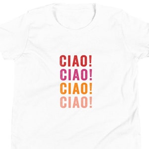 チャオ、キッズ Tシャツ、ベビー用チャオシャツ、ベビーシャワーギフト、幼児向けギフト、ベビー用かわいいシャツ、チャオ チャオ キッズシャツ、チャオ Tシャツ