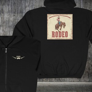 Full Zip Mens Rodeo Hooded Jacket, Customizable, Gift For Horse Lover, Rodeo Bronc Rider Jacket, Original Artwork, Rodeo Horse Lover, Bronc