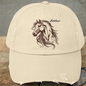 Spirited Horse Hat Cap, Horse Art Baseball Style Cap of Horse Head, Horse Mom Art Hat, Cowgirl Cowboy Hat, Perfect Gift for Mom, Dad Horse