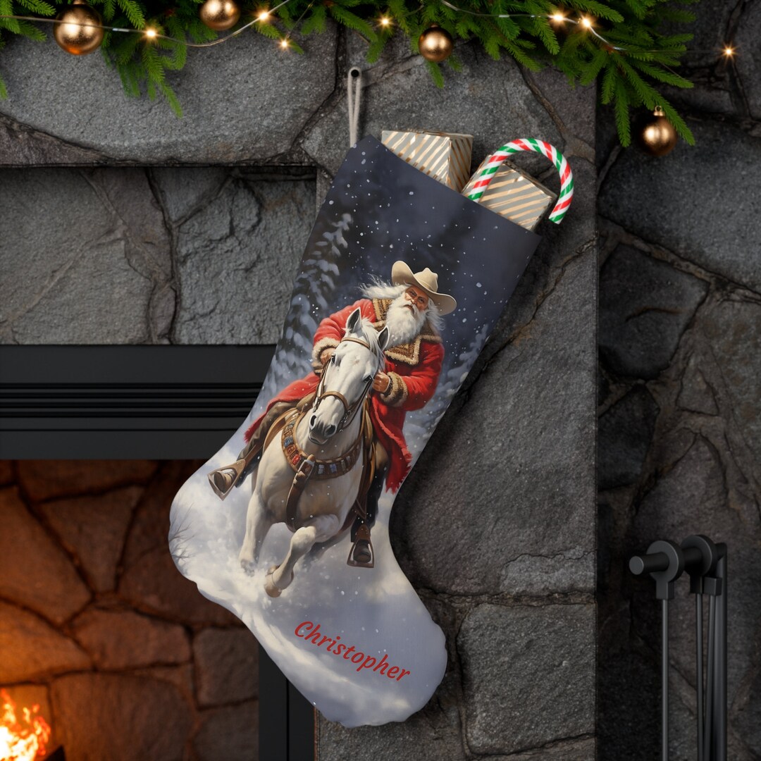 Custom Santa Claus & Horse Christmas Stocking Personalized EX Etsy UK
