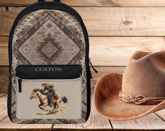 Western Rodeo Cowboy Horse Backpack | Personalized - Wild West Rider