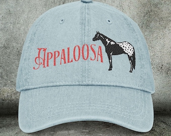 Appaloosa Denim Hat - Trendy Horse Lover Cap, Great Gift for Equestrians, Show Ring Accessory, Training Outdoor Cap, Embroidery Embroidered