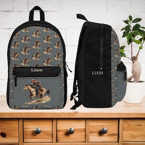 Boys Personalized Cowboy Backpack - Cowboy Horseback Riding School Bag, Bookbag, Equestrian Gifts, Unique Rucksack, College, or Work Bag