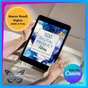 500 digitale Produktideen für ein passives Einkommen | MRR PLR Canva Vorlage | Master Weiterverkaufsrechte | Business & Planung | eMoneyWithHarley