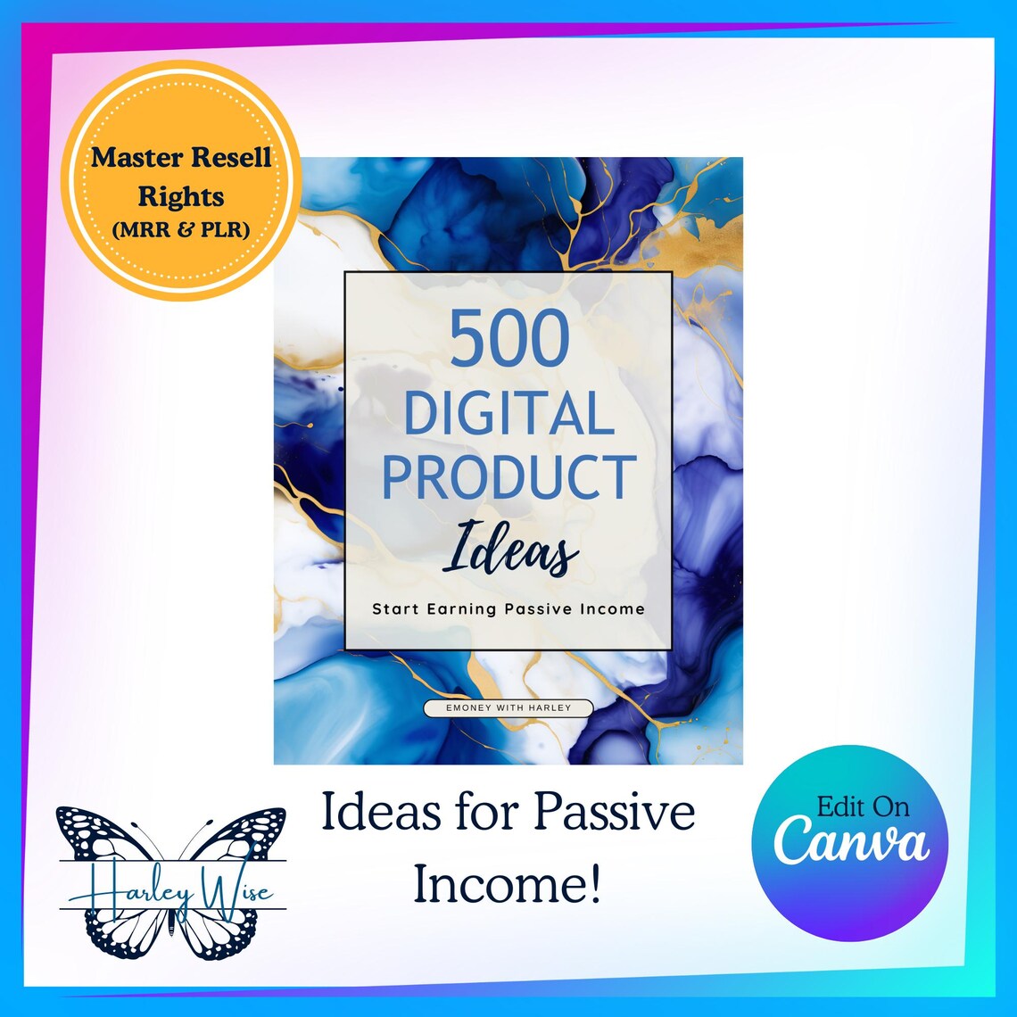 500 Digital Product Ideas for Passive Income | MRR PLR Canva Template ...