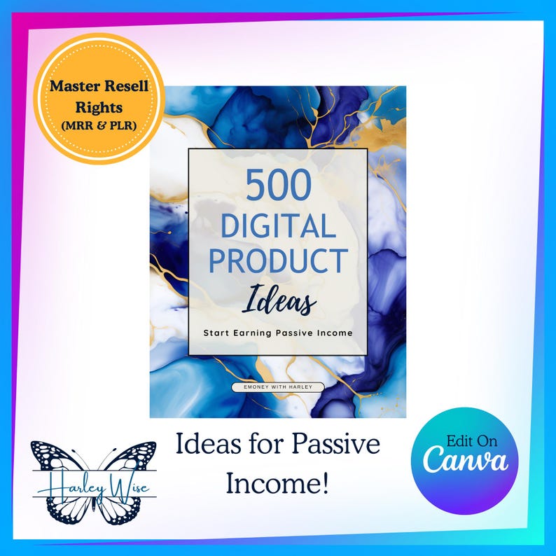 500 Digital Product Ideas for Passive Income | MRR PLR Canva Template ...