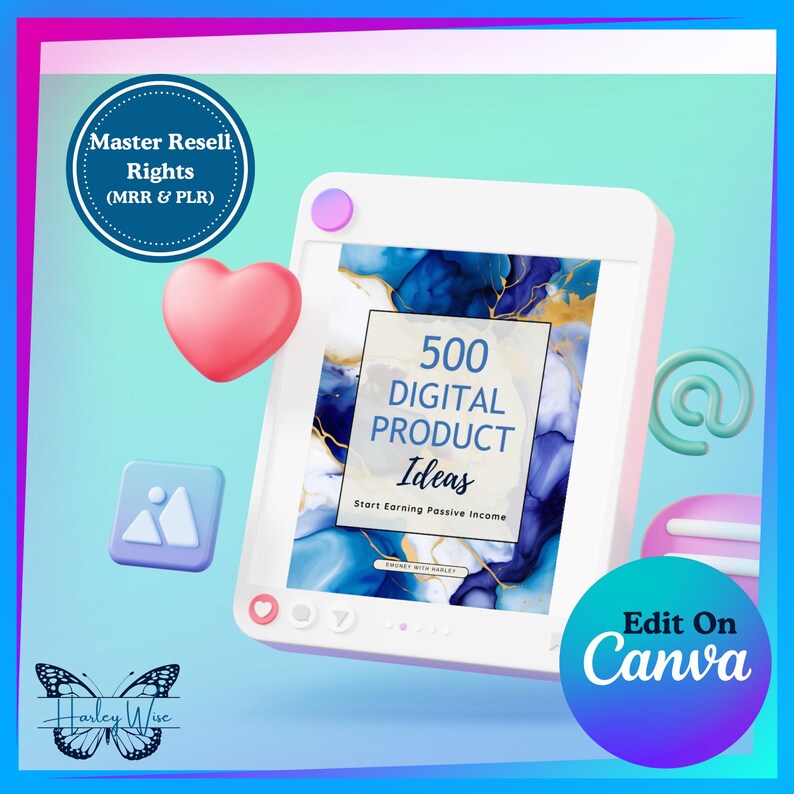 500 Digital Product Ideas for Passive Income | MRR PLR Canva Template ...
