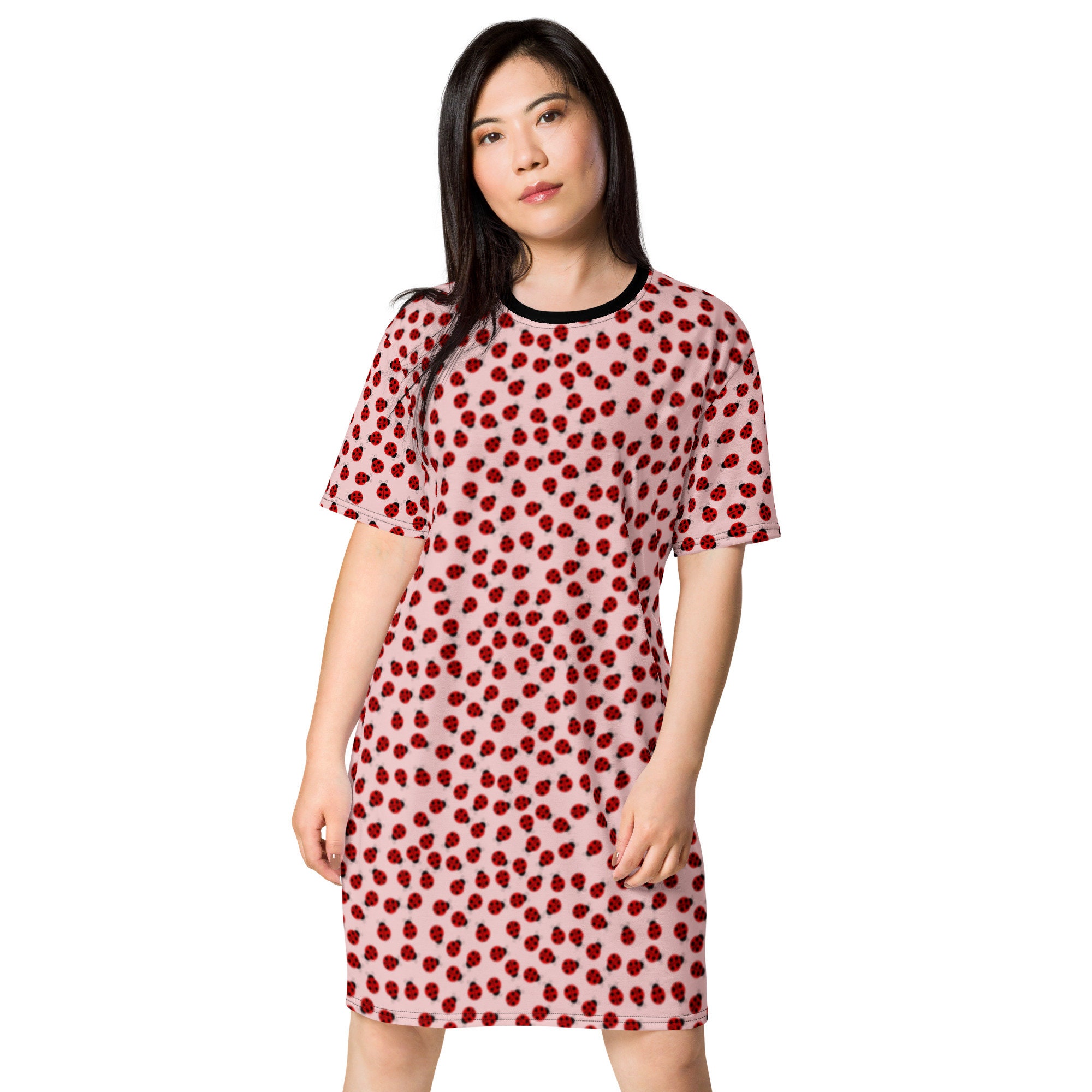 open lace back dress Ladybug Gingham Mini Dress Red