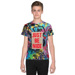 Just Be Nice Graffiti Youth crew neck t-shirt
