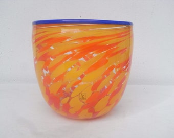 Catti Aselius Lidbeck Johansfors Schweden Glas-Vase 90er Jahre Studioglas