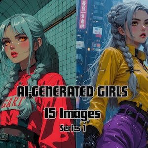 15 ai generated girl portraits aesthetic digital artwork printable download fantasy character collection PNG