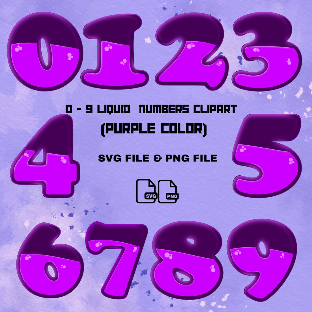 Liquid Purple Number Clipart Number SVG File PNG File Digital - Etsy