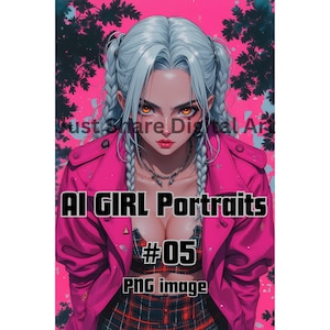 ai girl portrait digital images printable download fantasy character wall decor png file