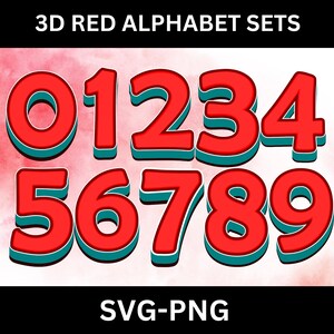 RED 3D Alphabets Clipart, Word Clipart, Alphabets Fonts, Digital ...
