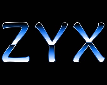 Chrome Blue Letters U to Z and Æ, Ø, Å,@ Clipart, Letters SVG , Letters PNG, Digital Letters, digital Letters stickers, Goodnotes fonts.