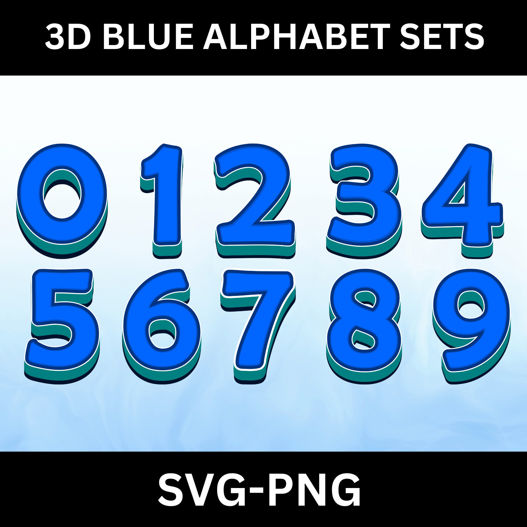 3D Blue Alphabet Clipart, Alphabet SVG , Alphabet PNG, Digital Alphabet ...