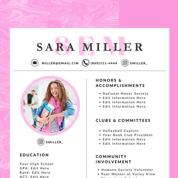 Sorority Resume Template, Sorority Resume Template with Photo, Sorority Resume Download, Sorority Resume and Cover Letter