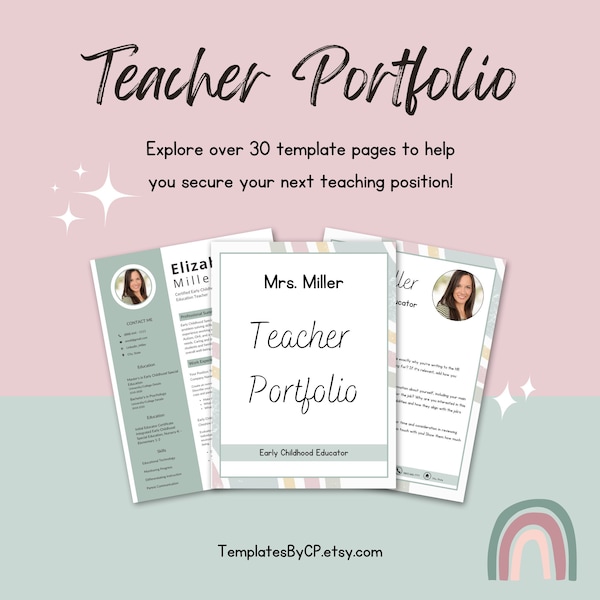 Teacher Portfolio, Teacher Portfolio Template, Educational Portfolio, Classroom Organization, Bachelor's Degree Teacher