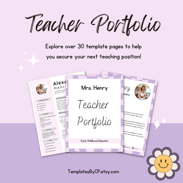 Retro Teacher Portfolio, Teacher Portfolio, Teacher Portfolio Template, Educational Portfolio, Classroom Organization