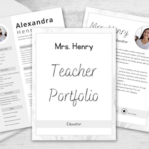 Professional Educator Portfolio Template: Neutrales Design für die Organisation des Klassenzimmers und der Präsentation des Abschlusses