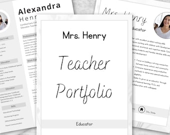 Professional Educator Portfolio Template: Neutral Design for Classroom Organization and Degree Showcase