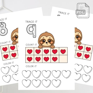 Actividad de matemáticas para San Valentín: ejercicios de aritmética del 1 al 10 (PDF imprimible)