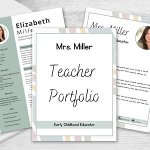 Plantilla completa de portafolios para docentes: currículum educativo, CV y organización del aula para licenciatura