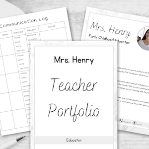 Paquete de portafolios neutral para docentes: CV educativo, currículum, carta de presentación y recursos para la organización del aula