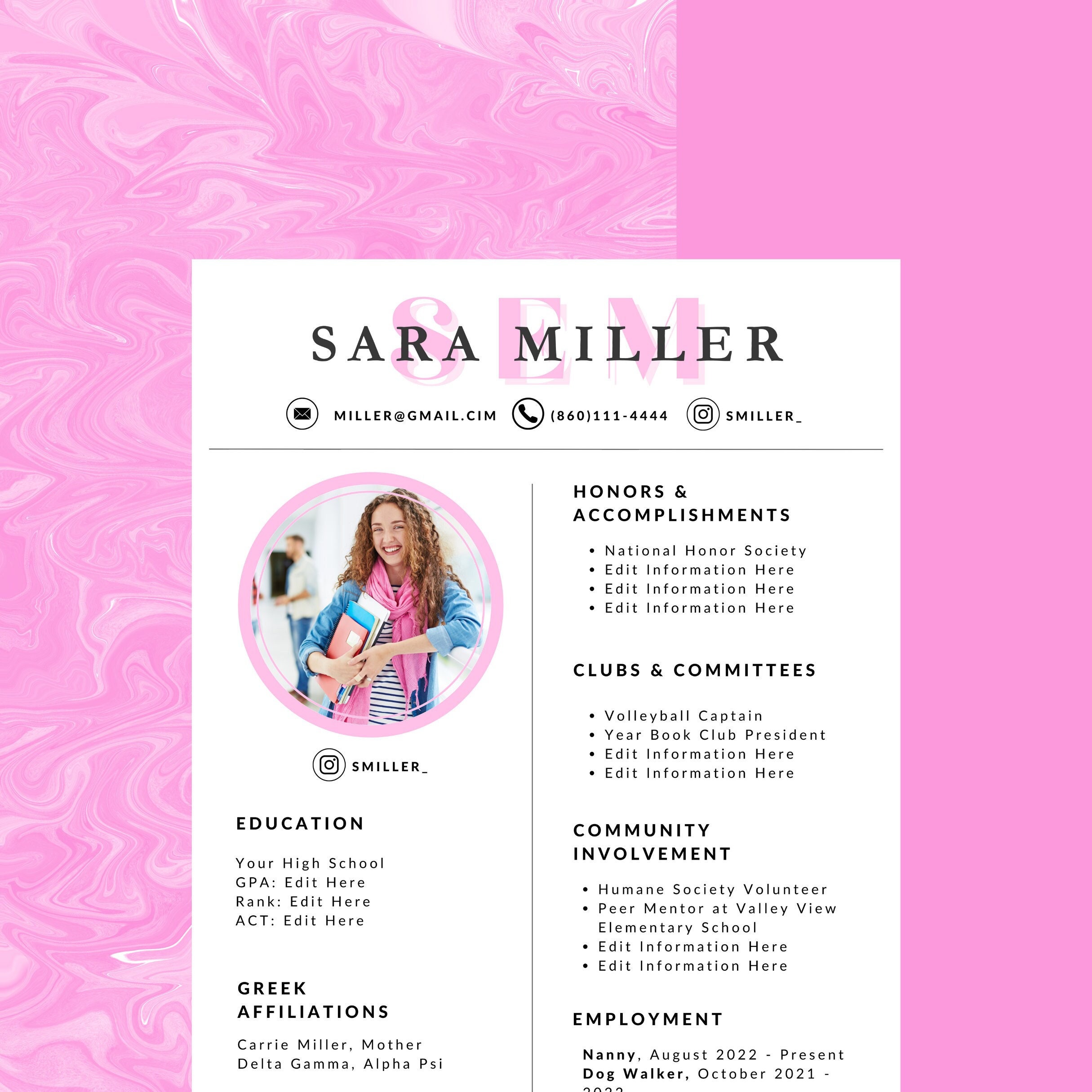 Sorority Resume Template Sorority - Il Fullxfull.5258561103 3ypx 
