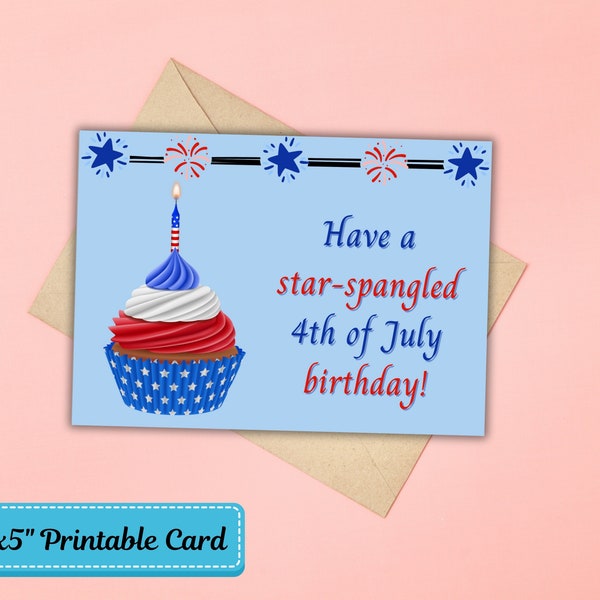 Red White and Blue Birthday Card - Etsy