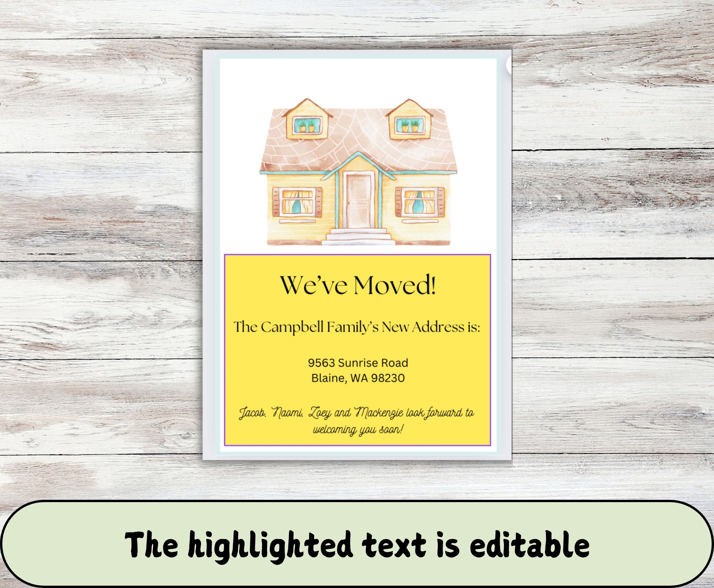 Printable Moving Announcement Template, Customized New Address Card, Change of Address Card, We ...