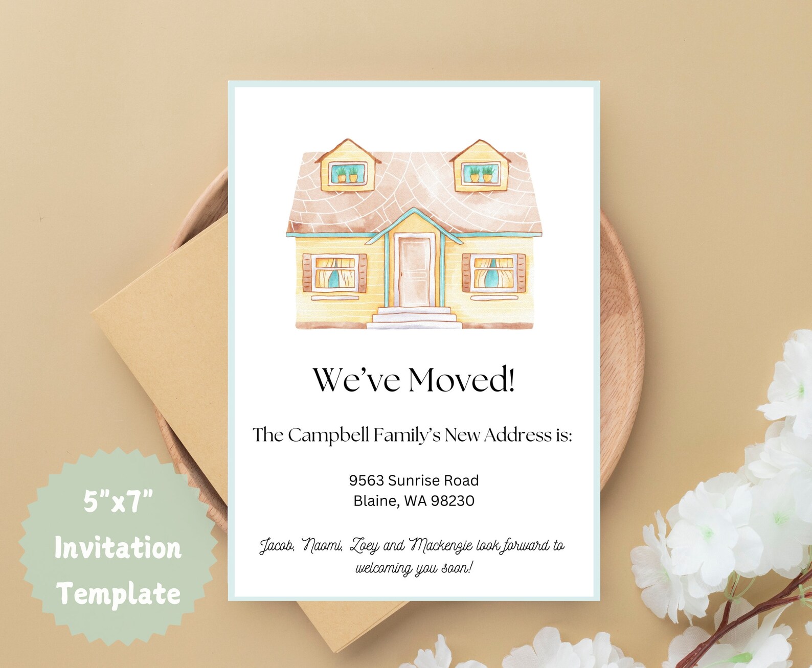 Printable Moving Announcement Template, Customized New Address Card ...