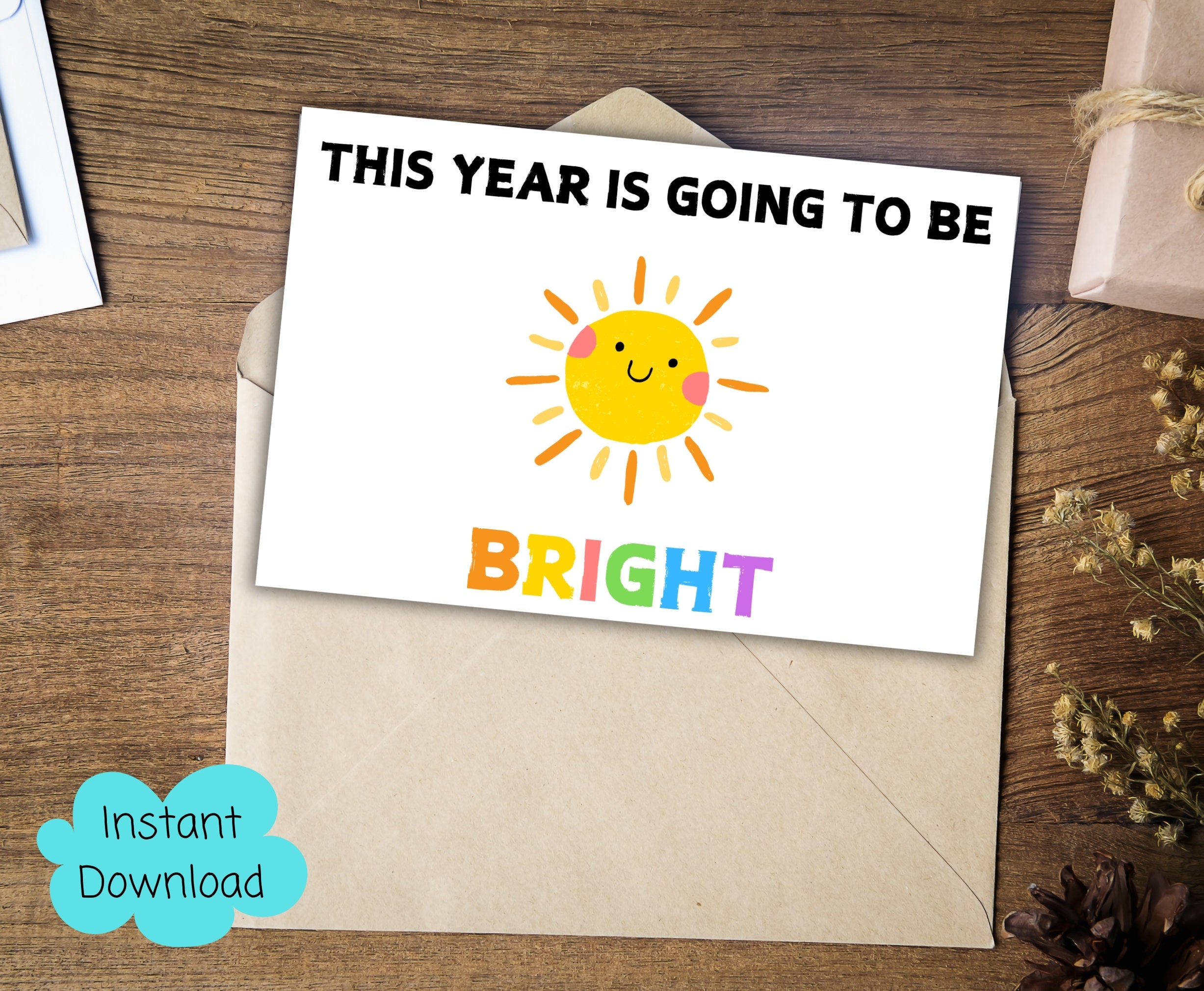 Bright School Year Printable Greeting Card, First Day of School Card ...