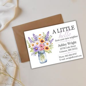 "Wildblumen Neue Nachbarn Vorstellungskarte, ""Hallo von deinem neuen Nachbarn"" Karte, Neu in der Nachbarschaft, Willkommen, Canva, Bearbeiten"